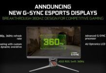 NVIDIA推出G-Sync Esports電競顯示器 360Hz刷新率、華碩ROG拿下首發