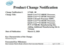 14nm產能上來了 Intel越南封裝廠開始生產十代酷睿處理器