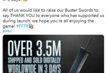 《FF7：重置版》僅三天銷量突破350萬 官推發表賀圖