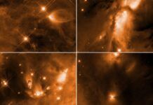 天文學家對哈勃觀測到的「嬰兒」恆星周圍暴雨般的外溢現象感到困惑