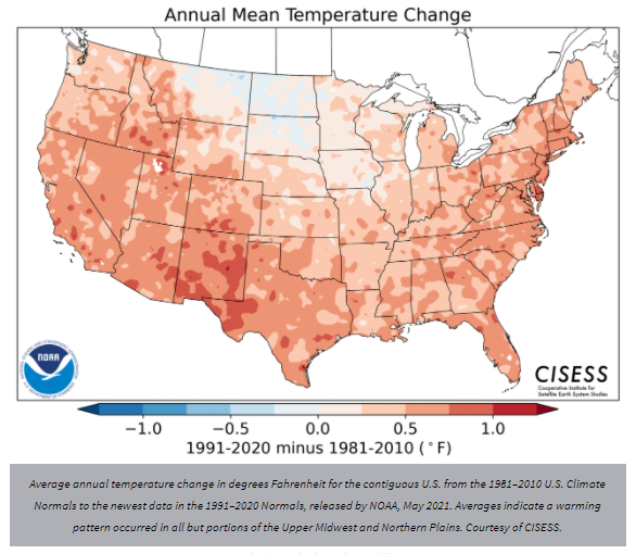 NOAA：新的氣候「常態」顯示美國大部分地區在變暖