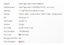 Intel Tiger Lake處理器出現在UserBenchmark資料庫中