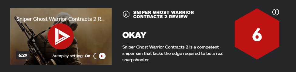 《狙擊手 幽靈戰士契約2》IGN 6分 合格但缺乏精髓