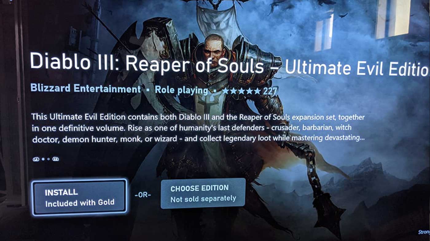 《暗黑破壞神3：奪魂之鐮 終極邪惡版》或成Xbox會免遊戲