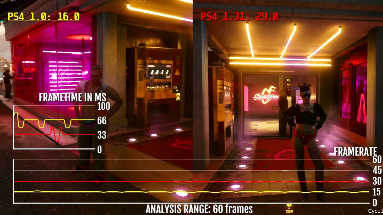《賽博朋克2077》PS4版1.0 vs 1.31補丁 能穩30幀了