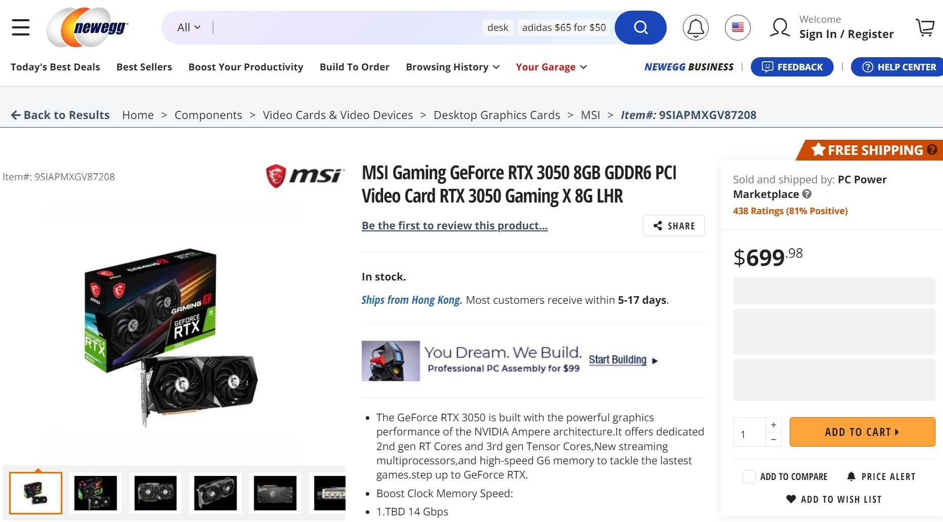 NVIDIA RTX 3050提前上架賣453美元：比官方建議價高出82%