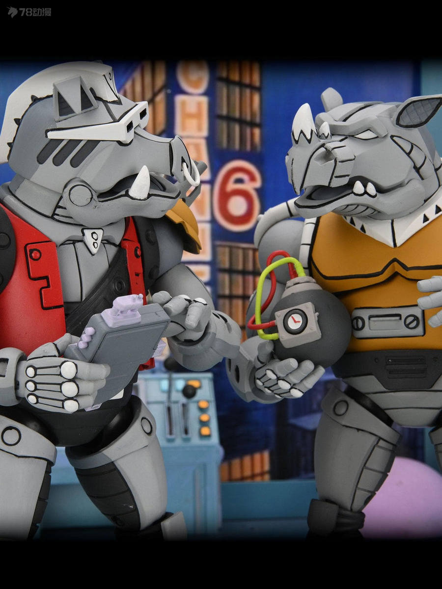 NECA 新品 動畫 忍者神龜 強大犀牛頭&超級豬面人 可動人偶 雙人盒裝 實物圖