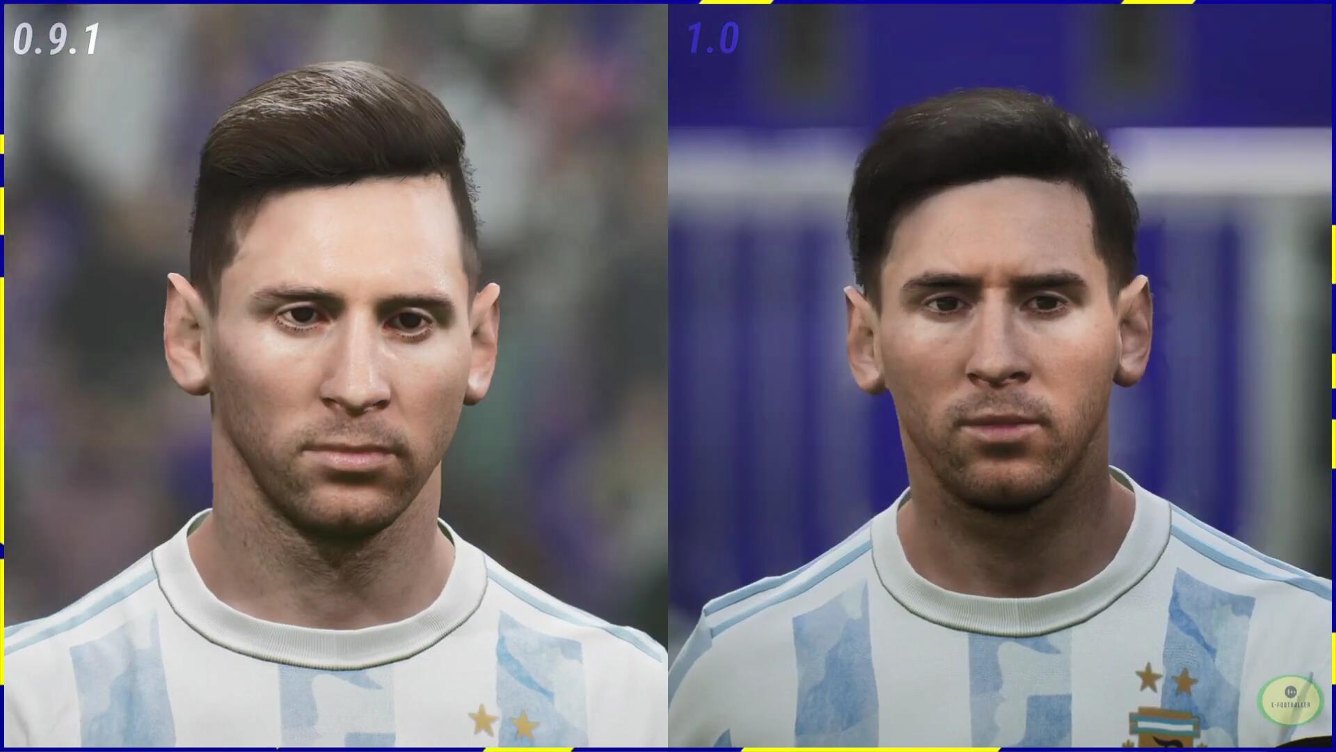 《實況2022》1.0更新後球員面部表情對比：提升明顯