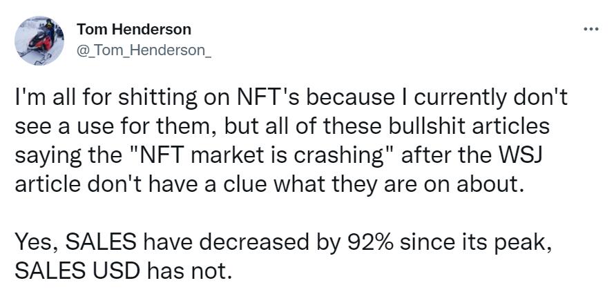 NFT市場壓根沒崩發展狀態良好 只是在遊戲領域受挫